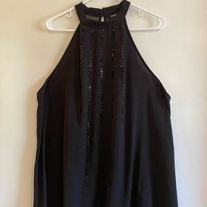 Black sequin halter top